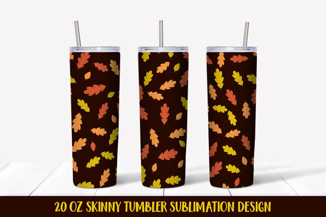 Fall Tumbler Wrap Sublimation. Oak Leaves Skinny Tumbler Sublimation LaBelezoka 