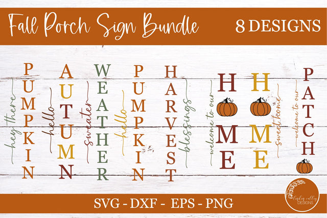 Fall Vertical Porch Sign Bundle-Autumn Sign Bundle SVG Linden Valley Designs 
