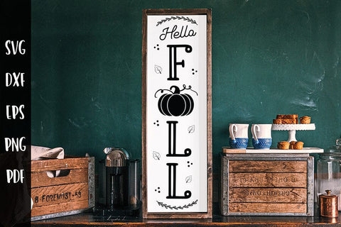 Fall Vertical Sign SVG - Hello Fall - Porch SVG SVG CraftLabSVG 