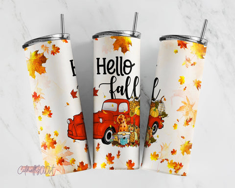 Fall Vibes Autumn Halloween 20 oz Skinny Tumbler Sublimation Design PNG, DIGITAL, Autumn Design, Fall Tumbler Sublimation CaldwellArt 