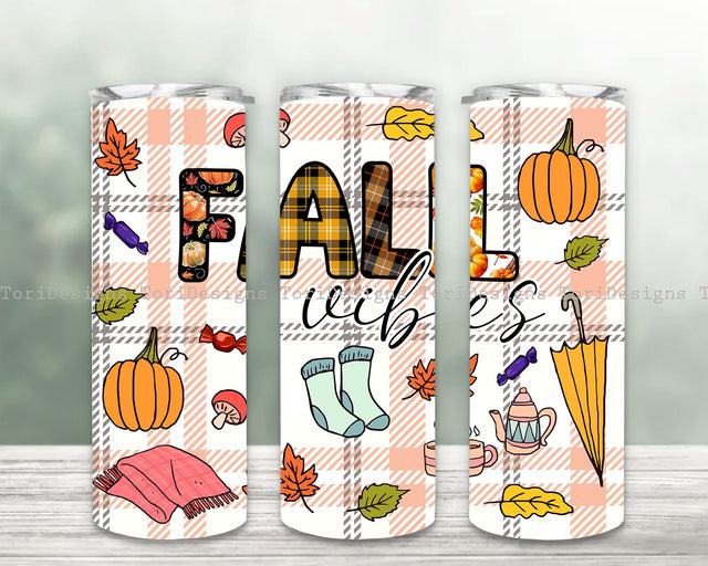 Fall Vibes Coffee Tumbler Png, Thankful Tumbler Png, 20oz Skinny Tumbler Sublimation Designs, Fall Png, Fall Vibes,Sublimation Designs Sublimation ToriDesigns 