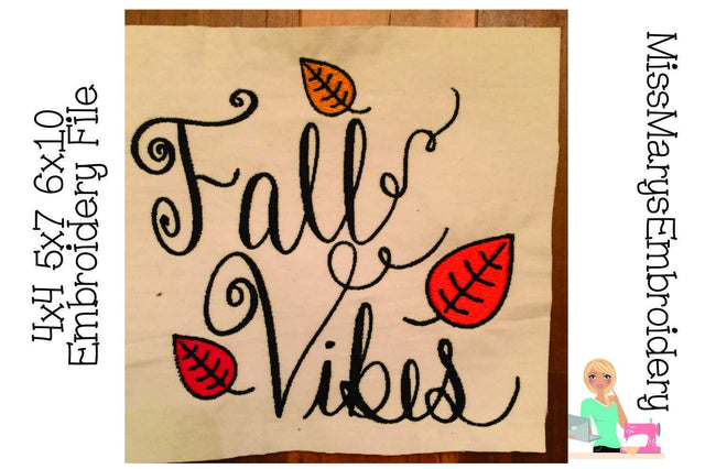 Fall Vibes Embroidery File Embroidery/Applique MissMarysEmbroidery 