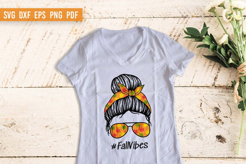 Fall Vibes | Fall Messy Bun SVG | Autumn SVG | Fall SVG SVG Irina Ostapenko 