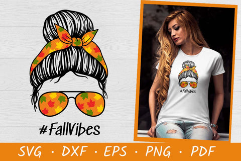 Fall Vibes | Fall Messy Bun SVG | Autumn SVG | Fall SVG SVG Irina Ostapenko 
