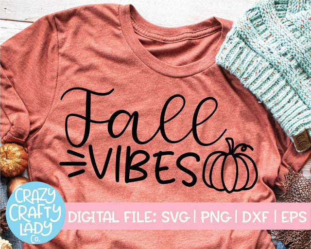 Fall Vibes | Halloween | Thanksgiving Quote SVG Cut File Bundle SVG Crazy Crafty Lady Co. 