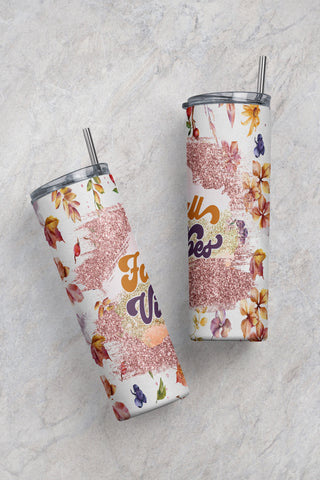 "Fall Vibes Hello Pumpkin Maple leaves Bleach spot Pumpkin vibes Hello Fall Sublimation tumbler wrap 20oz Skinny Tumbler Download PNG " Sublimation CaldwellArt 