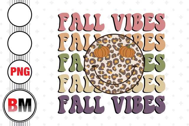 Fall Vibes Smiley Face Leopard PNG Files Sublimation BMDesign 