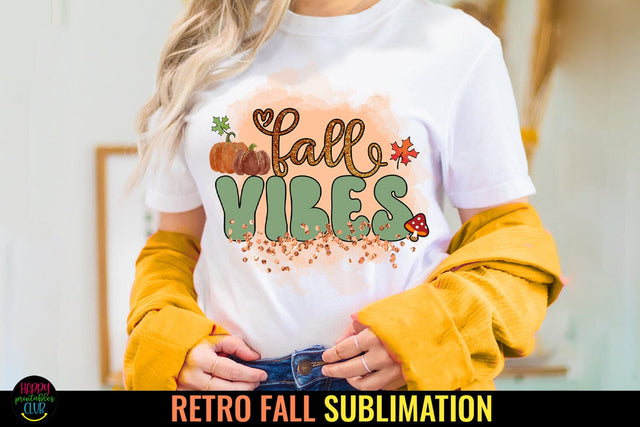 Fall Vibes Sublimation Design I Autumn Sublimation PNG Sublimation Happy Printables Club 
