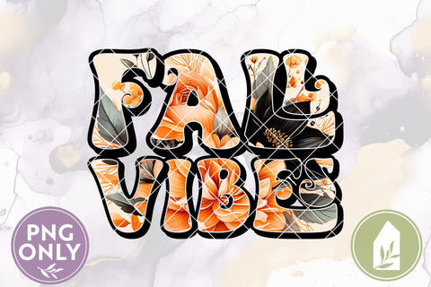 Fall Vibes Sublimation, Orange & Black Fall Flowers PNG Sublimation LilleJuniper 