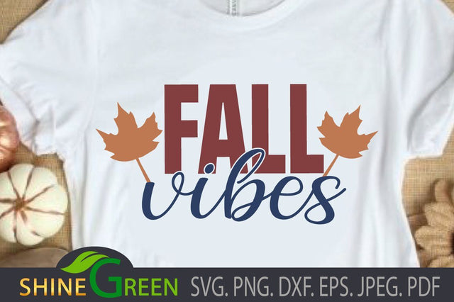 Fall Vibes SVG - Autumn Oak Leaves DXF PNG SVG Shine Green Art 