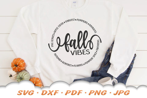 Fall Vibes SVG | Round Fall Sign | Fall SVG Cut Files SVG Cloud9Design 
