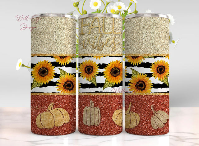 Fall Vibes Tumbler 20 oz Skinny Tumbler Pumpkin Spice Sublimation Design PNG, DIGITAL, Autumn Design, Halloween Tumbler Design Sublimation WillowSageDesign 