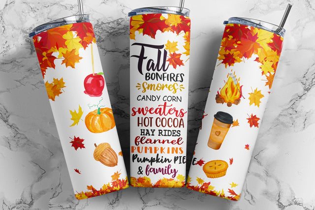 Fall Vibes Tumbler PNG, Autumn Tumbler Sublimation Design, Falling Leaves 20oz Skinny Tumbler Design PNG, Autumn Vibes, Thanksgiving Sublimation TumblersByPhill 