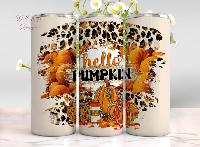 Fall Vibes Tumbler PNG, Autumn Tumbler Sublimation Design, Hello Fall 20oz Skinny Tumbler Design PNG, Autumn Vibes, Thanksgiving Sublimation WillowSageDesign 
