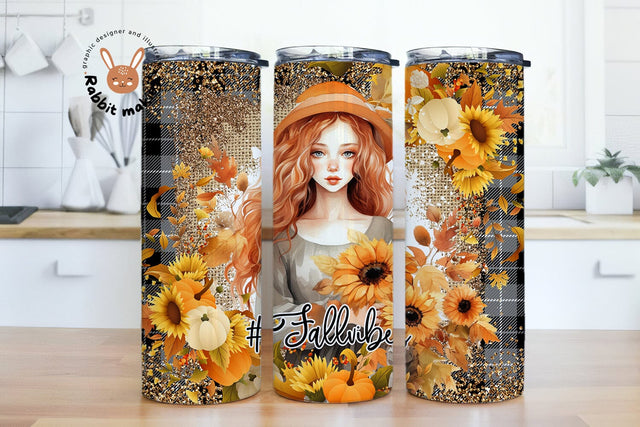 Fall Vibes Tumbler png, Autumn Tumbler Wrap, Fall girl Tumbler Wrap, Pumpkin Leopard Tumbler Design, 20oz Skinny Tumbler Download Sublimation Rabbitmakies 