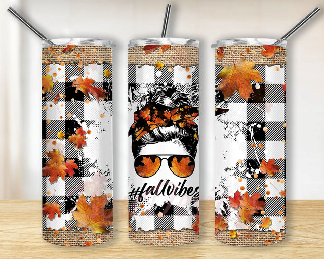 Fall Vibes Tumbler PNG, Hello Fall Tumbler Sublimation Design Download, 20oz Skinny Tumbler Design PNG, Autumn Vibes, Thanksgiving Sublimation BouDesign 