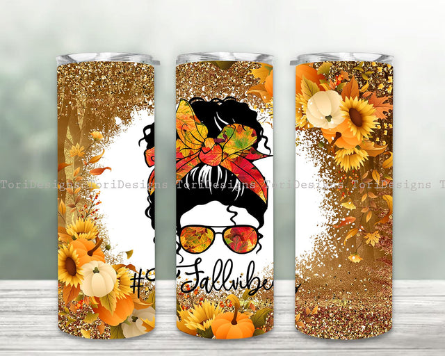 Fall Vibes Tumbler PNG, Hello Fall Tumbler Sublimation Design Download, 20oz Skinny Tumbler Design PNG Sublimation ToriDesigns 