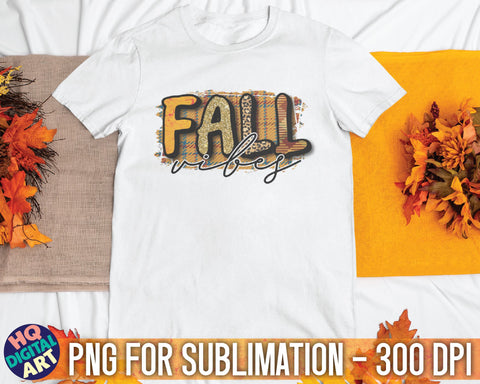 Fall Vibes with plaid background Sublimation PNG SVG HQDigitalArt 