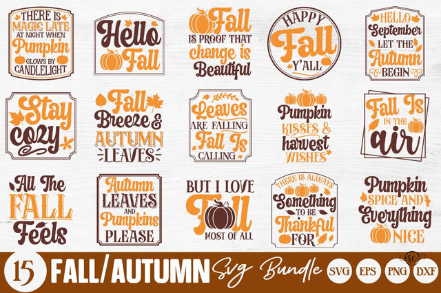 Fall Vintage Halloween Sign SVG Bundle | Autumn Quotes | Vintage Fall Sign SVG Design SVG Svgcraft 