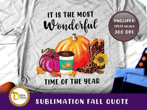 Fall Watercolor Pumpkins & Quote Sublimation Dina.store4art 