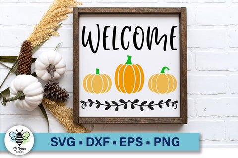 Fall Welcome Sign with Pumpkins SVG | Fall SVG SVG B Renee Design 