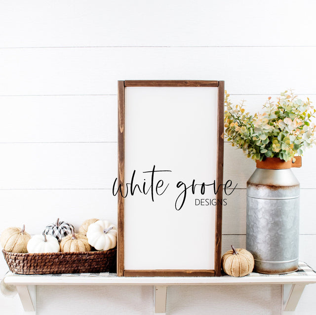 Fall Wood Sign Mockup 10x20 | Farmhouse Fall Sign Mock Up Mock Up Photo White Grove Designs 