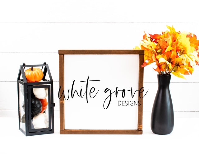 Fall Wood Sign Mockup 12x12 | Farmhouse Fall Sign Mock Up Mock Up Photo White Grove Designs 