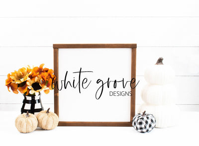 Fall Wood Sign Mockup 12x12 | Farmhouse Fall Sign Mock Up Mock Up Photo White Grove Designs 