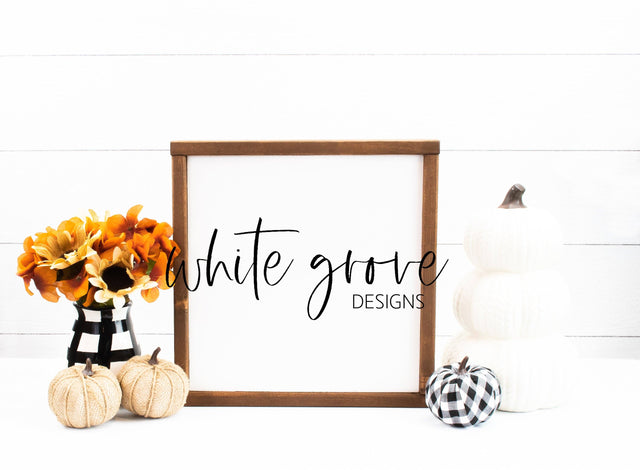 Fall Wood Sign Mockup 12x12 | Farmhouse Fall Sign Mock Up Mock Up Photo White Grove Designs 