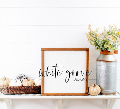 Fall Wood Sign Mockup 12x12 | Farmhouse Fall Sign Mock Up Mock Up Photo White Grove Designs 