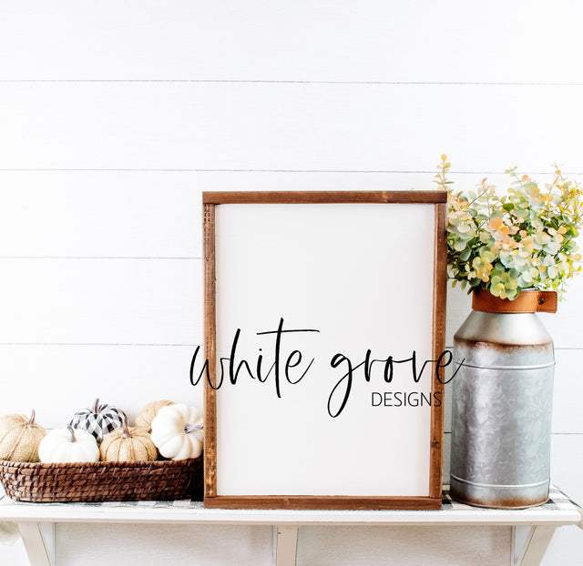 Fall Wood Sign Mockup 12x16 | Farmhouse Fall Sign Mock Up Mock Up Photo White Grove Designs 