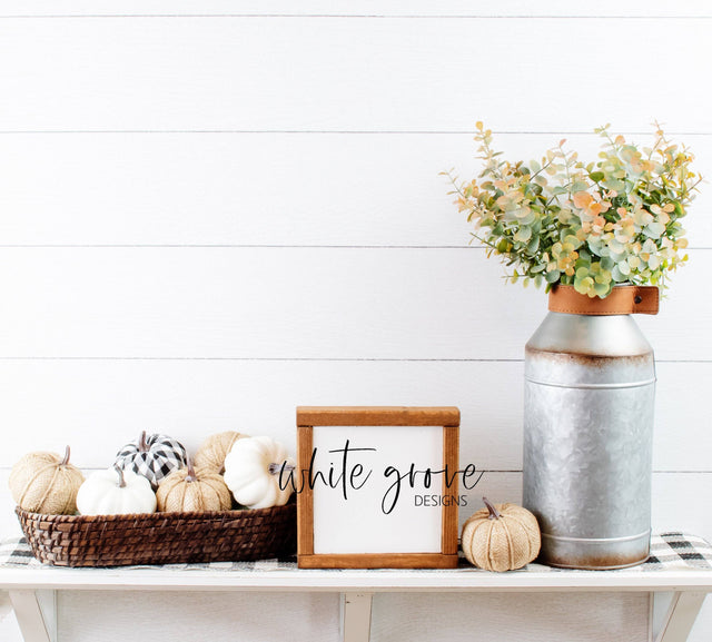Fall Wood Sign Mockup 7x7 | Farmhouse Fall Sign Mock Up Mock Up Photo White Grove Designs 