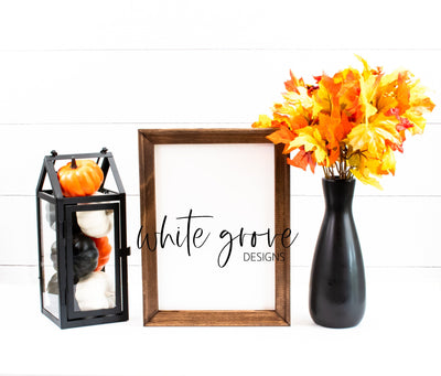Fall Wood Sign Mockup 9x12 | Farmhouse Fall Reverse Canvas Sign Mock Up Mock Up Photo White Grove Designs 