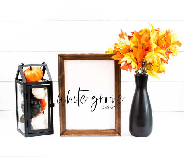 Fall Wood Sign Mockup 9x12 | Farmhouse Fall Reverse Canvas Sign Mock Up Mock Up Photo White Grove Designs 