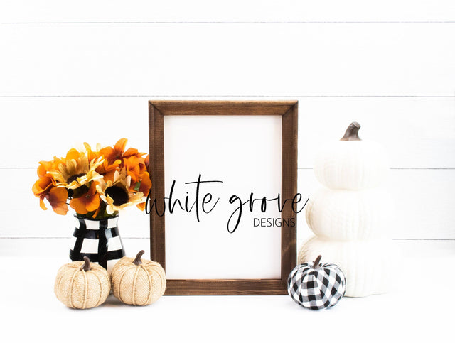 Fall Wood Sign Mockup 9x12 | Farmhouse Fall Reverse Canvas Sign Mock Up Mock Up Photo White Grove Designs 