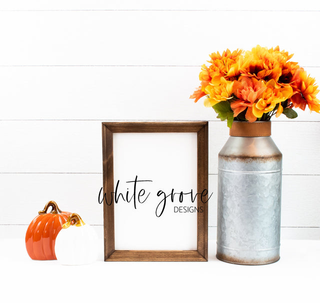 Fall Wood Sign Mockup 9x12 | Farmhouse Fall Reverse Canvas Sign Mock Up Mock Up Photo White Grove Designs 