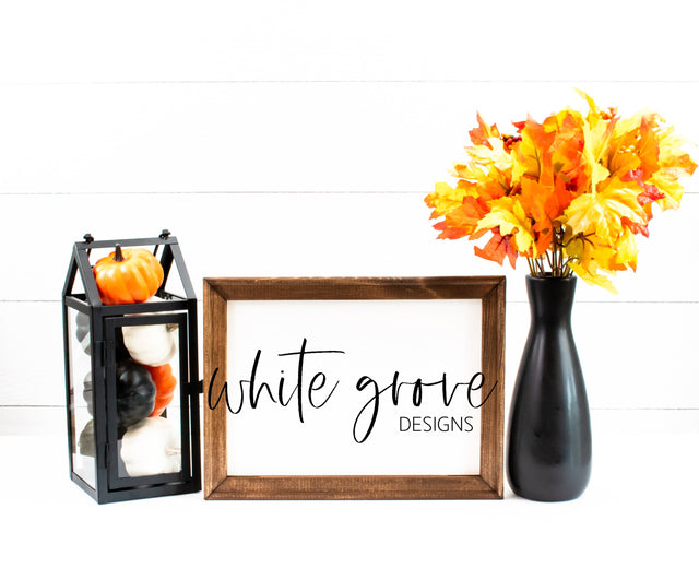 Fall Wood Sign Mockup 9x12 | Farmhouse Fall Reverse Canvas Sign Mock Up Mock Up Photo White Grove Designs 