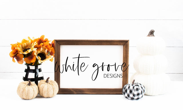 Fall Wood Sign Mockup 9x12 | Farmhouse Fall Reverse Canvas Sign Mock Up Mock Up Photo White Grove Designs 