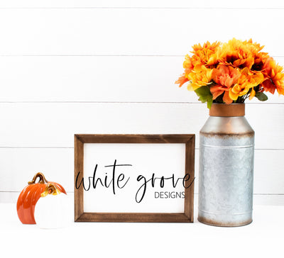 Fall Wood Sign Mockup 9x12 | Farmhouse Fall Reverse Canvas Sign Mock Up Mock Up Photo White Grove Designs 