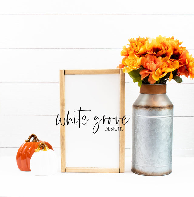 Fall Wood Sign Mockup 9x14 | Farmhouse Fall Sign Mock Up Mock Up Photo White Grove Designs 