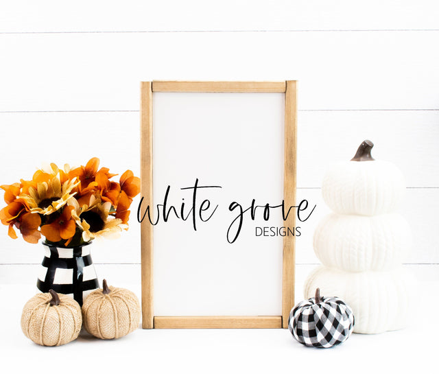 Fall Wood Sign Mockup 9x14 | Farmhouse Fall Sign Mock Up Mock Up Photo White Grove Designs 