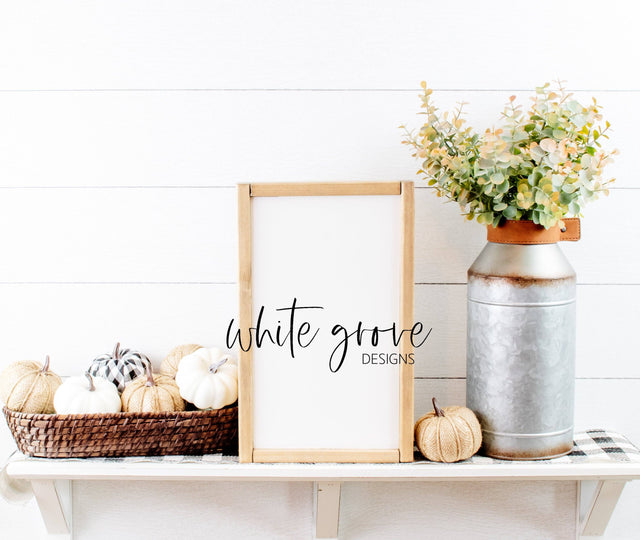 Fall Wood Sign Mockup 9x14 | Farmhouse Fall Sign Mock Up Mock Up Photo White Grove Designs 