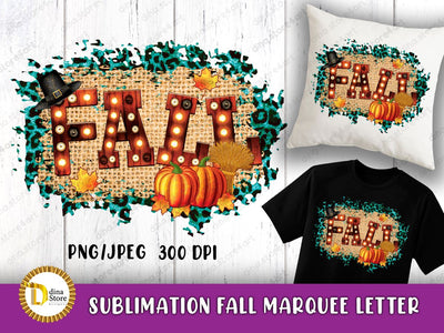 Fall Word in Marquee Letter Sublimation Dina.store4art 