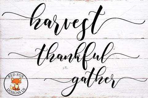 Fall Words Harvest Gather Thankful SVG PNG DXF SVG RedFoxDesignsUS 
