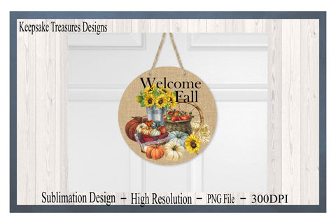 Fall Wreath Attachment, Welcome Fall, PNG Sublimation Printable Design, Autumn Front Porch Décor, Digital Download, Wreath Sign PNG Sublimation Keepsake Treasures Designs LLC. 