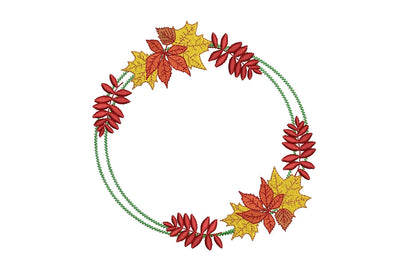 Fall wreath Embroidery Design,Thankful Machine Embroidery Design,Wreath with autumn leaves,4 sizes. Embroidery/Applique DESIGNS ArtEMByNatalia 