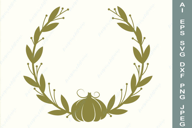 Fall wreath monogram svg, Pumpkin round border svg SVG AnastasiyaArtDesign 