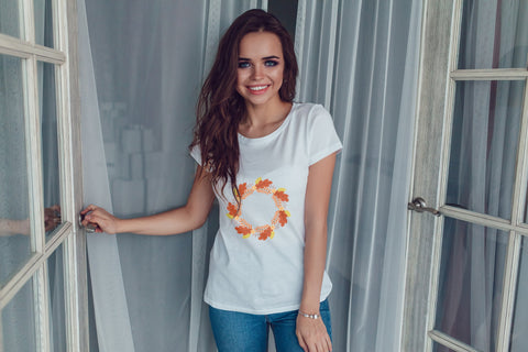 Fall wreath sublimation design. Autumn leaves round frame Sublimation LaBelezoka 