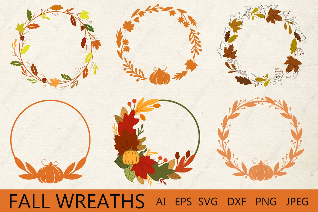 Fall wreath svg, Autumn frame monogram, Fall circle border, Fall round ...
