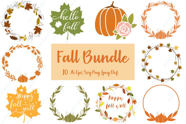 Fall wreath svg bundle, Round autumn border svg, Fall pumpkin svg SVG AnastasiyaArtDesign 